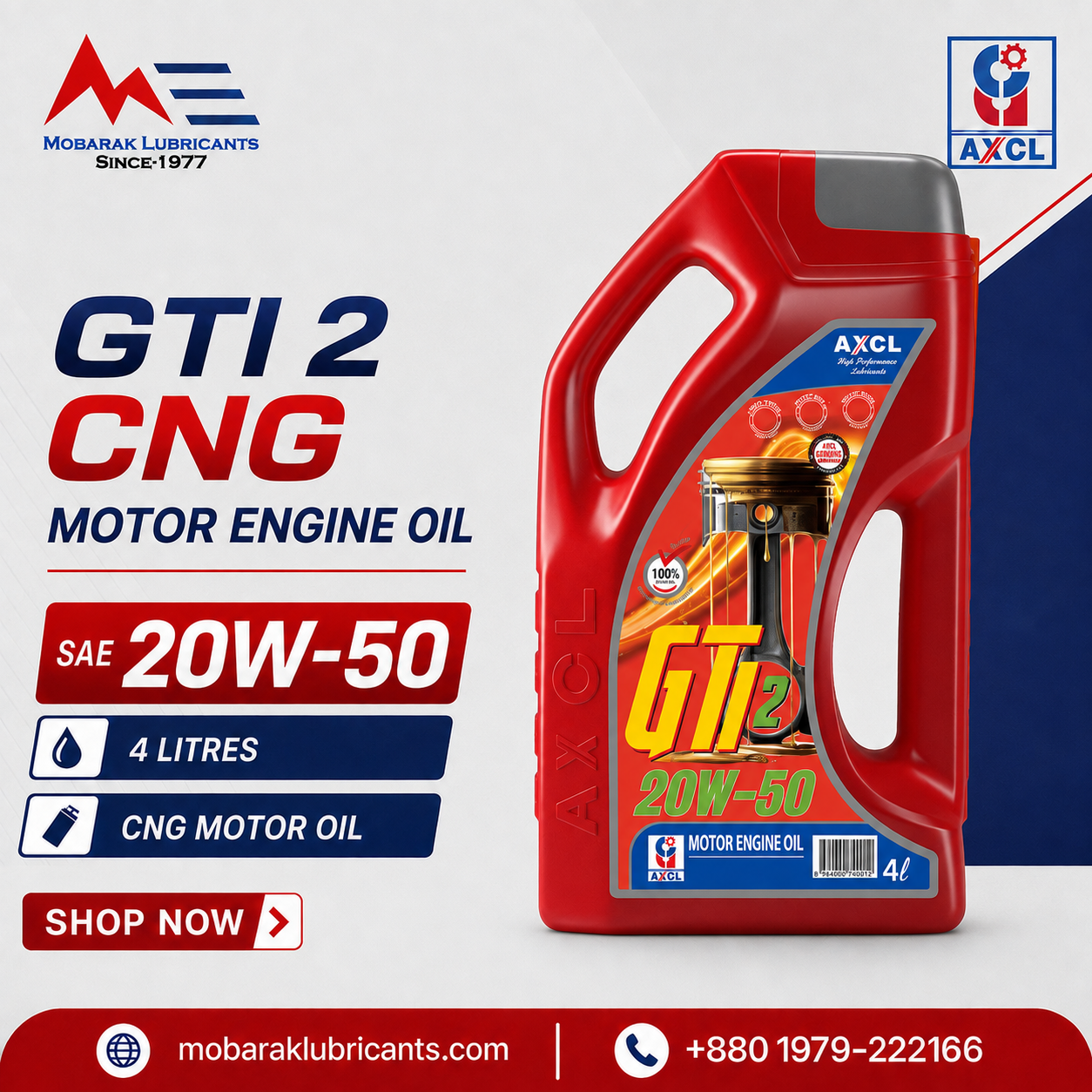 GTi 2 CNG MOTOR OIL 20W50 4x4 LTR