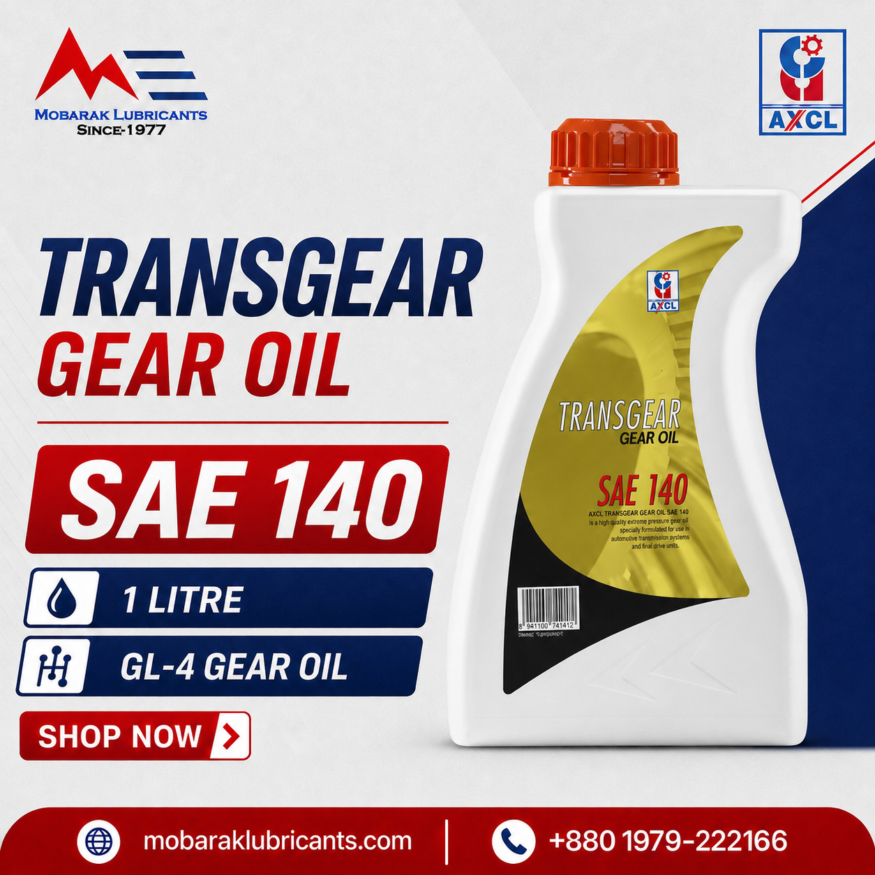 AXCL Transgear Oil SAE 140 GL4 12x1
