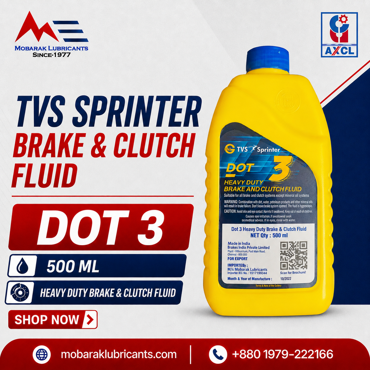 TVS Sprinter Brake Fluid DOT-3 20x500 ML